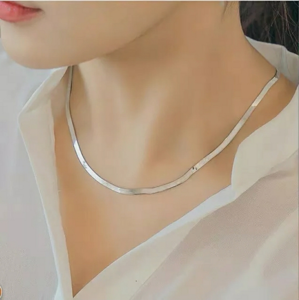 FINAL SALE  Silver Flat Snake 6mm 16" Necklace